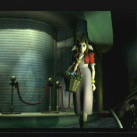 Aerith walking down the street